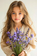 Young girl with lavender bouquet