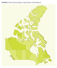 Wall Mural - Canada plain country map. High Details. Solid Regions style. Shape of Canada. Vector illustration.