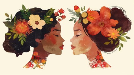 Wall Mural - a woman with flowers in her hair