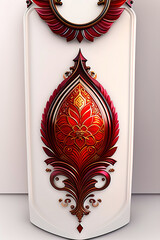 Realistic tattoo design of a fantasy scenery, gothic ornamentation, in crimson and bronze,white background, Ai generated