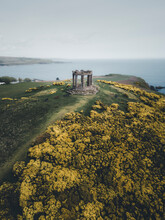 Aerial View Of Stonehaven's War Memorial On Black Hill, Near Dunnotar Castle, Scotland.
