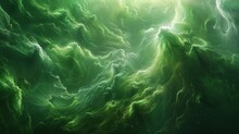   A Computer-generated Image Features A Green-black Swirling Backdrop Encircled By A Brilliant Light Source At Its Core