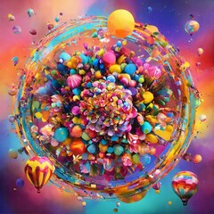 Wall Mural - background with balloons