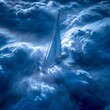 A lone sailboat sails through a stormy sea. The waves are rough and the clouds are dark, but the boat sails on.