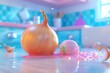 A mischievous onion rolls itself across the kitchen floor, causing tears to stream down the eyes of unsuspecting humans as it leaves a trail of pungent aroma