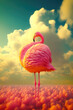 Majestic Flamingo Amidst a Cloudscape
