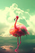 Vibrant Flamingo Against a Dreamy Sky