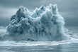 The confrontation of a heatwave and a melting glacier, symbolizing the collision of rising temperatures and shrinking ice masses. Concept of climate change impact on glaciers. Generative Ai.