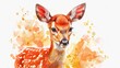 Vibrant Watercolor Clipart of Adorable Fawn Generative AI