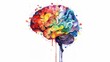 Watercolor brain illustration, beautiful abstract brain
