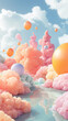 © Blue_Utilities - Surreal candy-colored cloudscape with floating balloons - ideal for whimsical background or fantasy-themed design