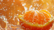 Juicy Mandarin Splash on Vibrant Orange Background