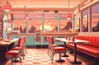 Oldschool vintage diner, old diner, vintage diner, illustrated diner