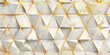 Golden vector triangular mesh seamless pattern. Abstract minimalist gold and white background 
