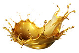 Fototapeta Na sufit - Gold yellowish liquid oily dense substance of a splash shape. dynamic liquid. for bath shower emulsion. Luxury-like door valuable substance that is wealth and valuable.
