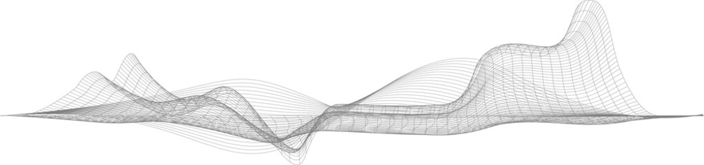 Gray abstract mesh wave on transparent background. Design element for presentations, covers, outposts, web design