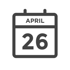 Wall Mural - April 26 Calendar Day or Calender Date for Deadline or Appointment