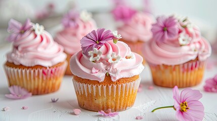 Sticker - Delicious Mother s Day cupcakes displayed on a pristine white backdrop