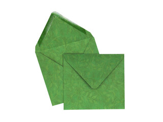 Wall Mural - Elegant green paper envelopes. Delicate floral pattern on kraft paper. Vintage style. 