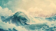 Great Ocean Wave As Japanese Vintage Style Illustration