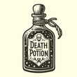 bottle of death potion vintage sketch