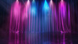 Empty stage or scene with curtain and spotlights in purple pink color effect as wallpaper background illustration