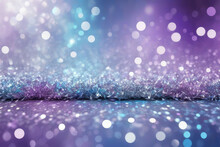 Abstract Background, De-focused Banner, Array Of Glittering Lights In Silver, Purple, And Blue Hues, Out-of-focus Glitter Effect For A Dreamy Ambiance, Suitable For Sprinkling Across A Digital Render