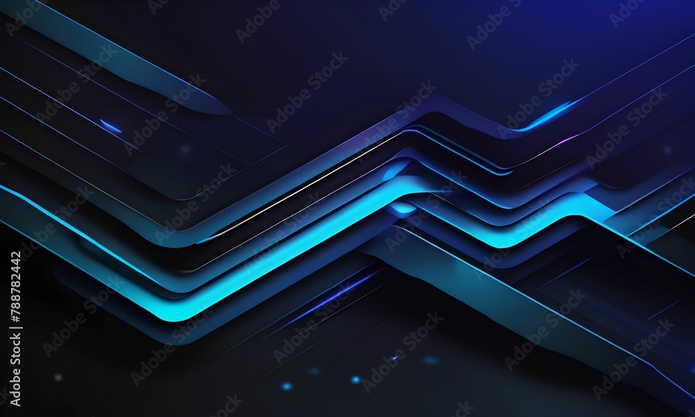 black wallpaper with blue 3D shapes. modern and futuristic graphics ...