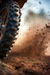Mountain Bike The Art of Motion,  A Close-Up on the Rugged Dance of Dirt and Tire in Extreme Sport Action.