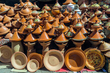 Traditional Moroccan Tagine Clay Pots On Display