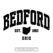 Bedford text effect vector. Editable college t-shirt design printable text effect vector