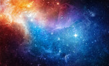 Fototapeta Miasto - Space scene with stars in the galaxy. Panorama. Universe filled with stars, nebula and galaxy,. Elements of this image furnished by NASA