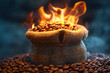 From Bean to Brew: A Snapshot of Coffee Beans Dancing in the Flames of Tradition.
