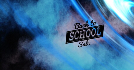 Wall Mural - School sale banner floating over colorful smoky background