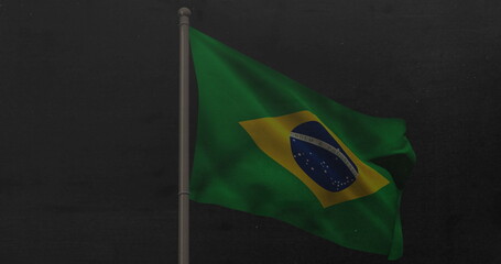 Wall Mural - a green and yellow flag with blue globe and white stars waving