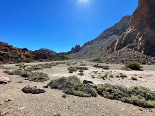 Canvas Print - Sun illuminates Tenerife hills