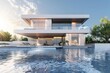 luxurious modern house with infinity pool stunning architecture and landscape design 3d illustration