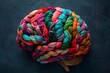 minds endless inquiry human brain knitted with colorful yarn conceptual illustration