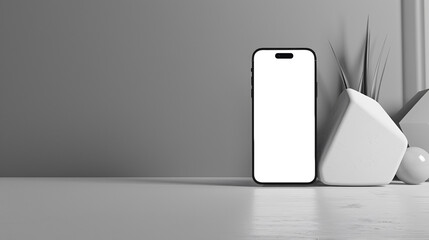 Wall Mural - Standing smartphone with a minimalist approach with the transparent screen: easy modification