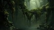 © BozStock - The dark and mysterious jungle is full of secrets and dangers. The thick vegetation blocks out the sun, creating a gloomy atmosphere.