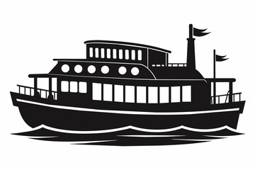 Sticker - riverboat silhouette vector illustration