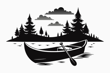 canoe silhouette vector illustration