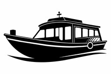 River Water Taxi Silhouette Vector Illustration