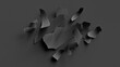 3d render, abstract minimalist black background. Ripped paper pieces macro. Dramatic wallpaper