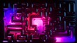 3d render, abstract neon background of futuristic pipeline, maze glowing in the dark