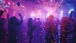 Young people with their backs dancing in a disco with neon lights in high resolution and high quality. dance concept, party, disco, bar, happiness, neon lights