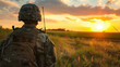 united states soldier looking at the horizon
