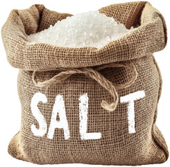 Sea salt in burlap sack