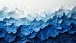 A burst of torn paper fragments unveils a striking blue gradient wave set against a seamless backdrop.