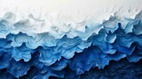 Fototapeta  - A burst of torn paper fragments unveils a striking blue gradient wave set against a seamless backdrop.